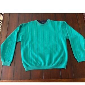 Vintage Eddie Bauer‎ Mens Size Large Green Striped Sweatshirt 1980 to 1995